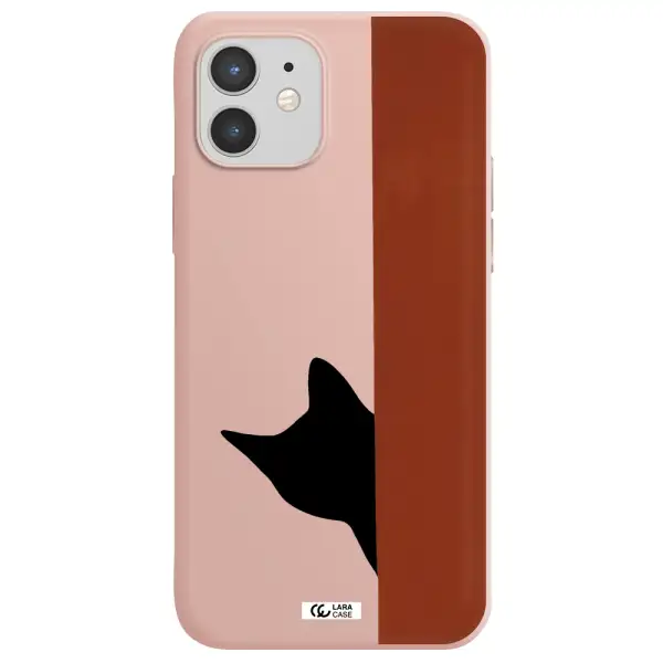 Black Cat Apple iPhone 12 mini Silicone pastel pink Case