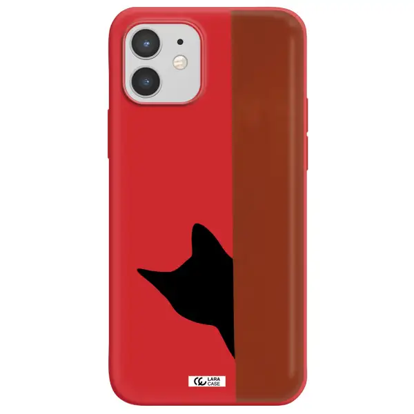 Black Cat Apple iPhone 12 Silicone Imperial Red Case