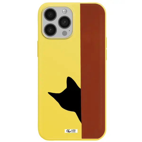 Black Cat Apple iPhone 13 Pro Max Silicone canary yellow Case