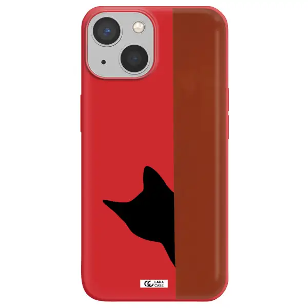 Black Cat Apple iPhone 13 Silicone Imperial Red Case