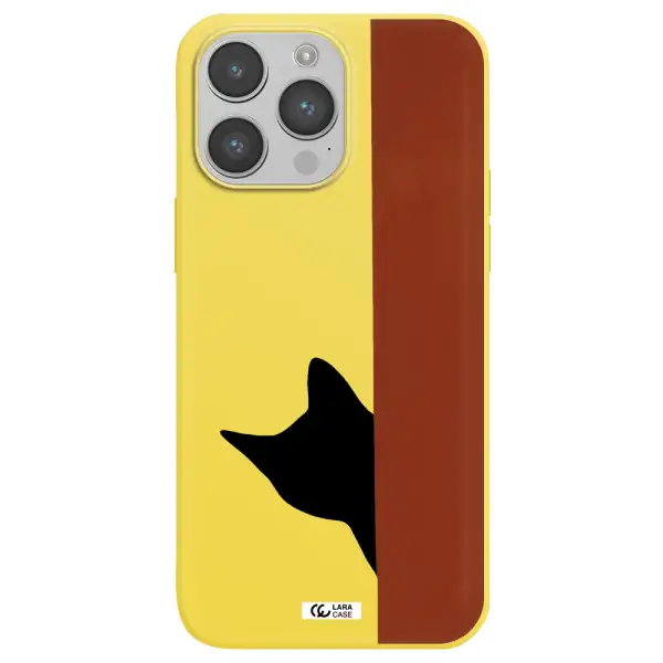 Black Cat Apple iPhone 14 pro max Silicone canary yellow Case