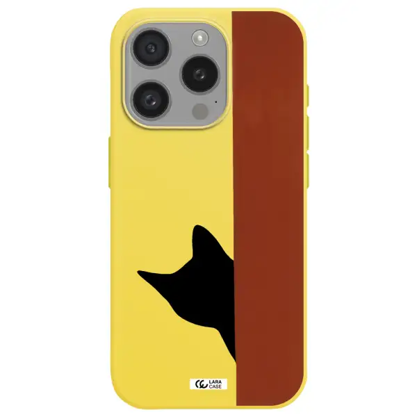 Black Cat Apple Iphone 15 Pro Silicone Canary Yellow Case