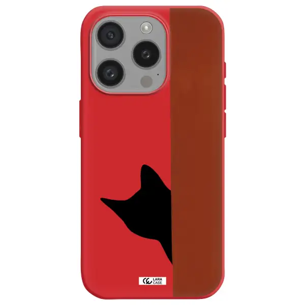 Black Cat Apple Iphone 15 Pro Silicone Imperial Red Case