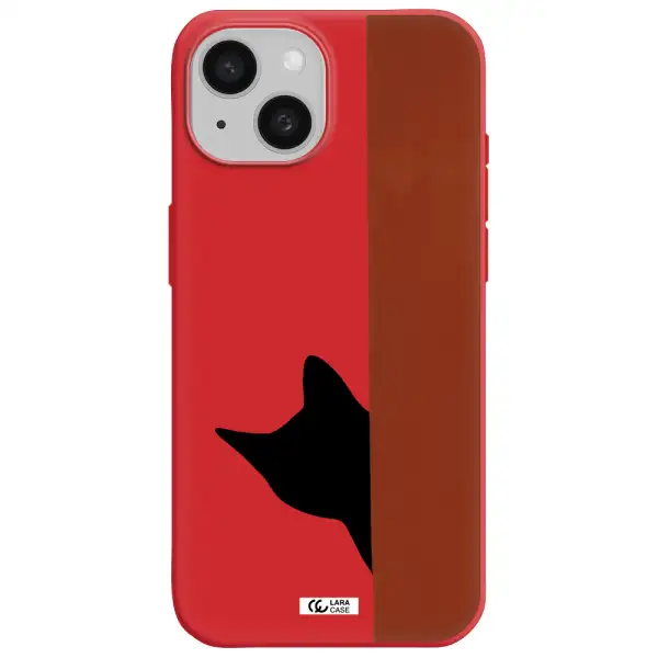 Black Cat Apple Iphone 15 Silicone Imperial Red Case
