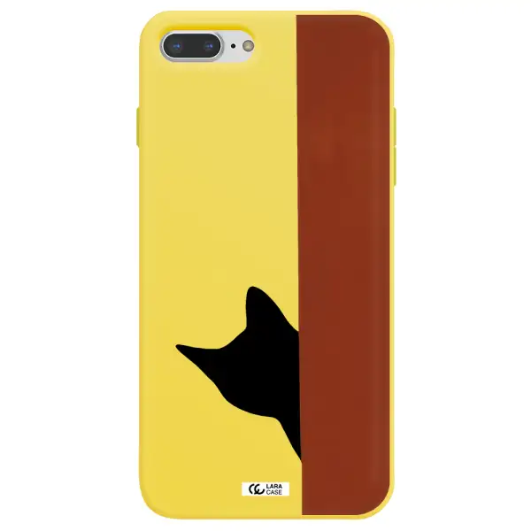 Black Cat Apple iPhone 8 plus Silicone canary yellow Case
