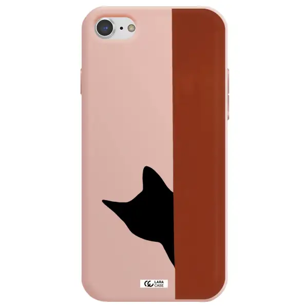 Black Cat Apple iPhone 8 Silicone pastel pink Case
