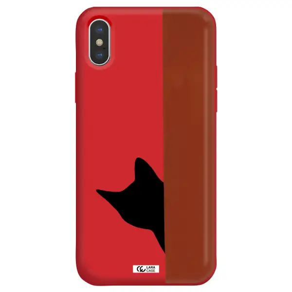 Black Cat Apple iPhone X Silicone Imperial Red Case