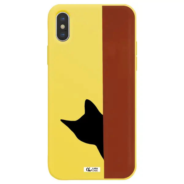 Black Cat Apple iPhone XS Silicone canary yellow Case