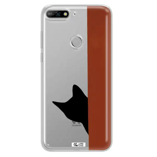 Black Cat Huawei Y7 2018 Clear TPU Case