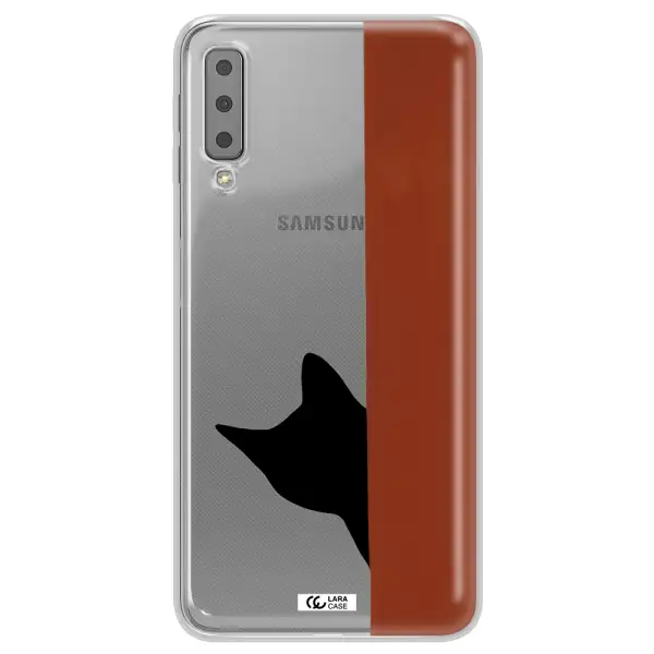Black Cat Samsung A7 2018 Clear TPU Case