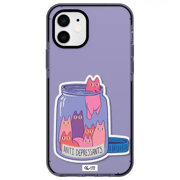 Anti Depressants Cats Apple iPhone 11 impact Lilac Case