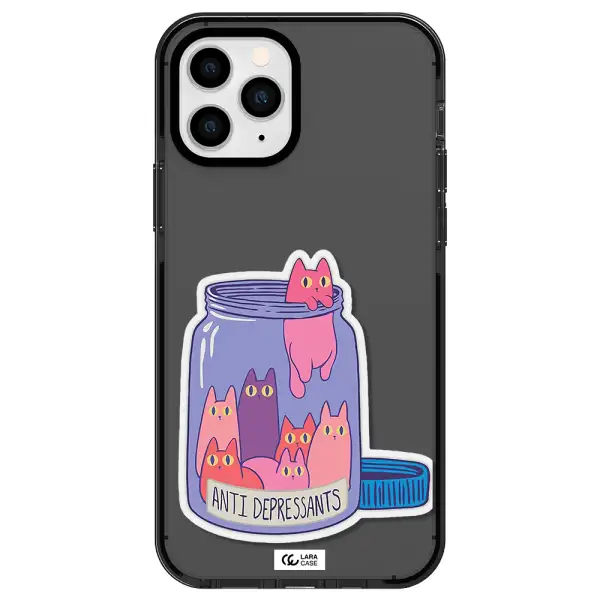 Anti Depressants Cats Apple iPhone 11 pro impact Smoke Black Case