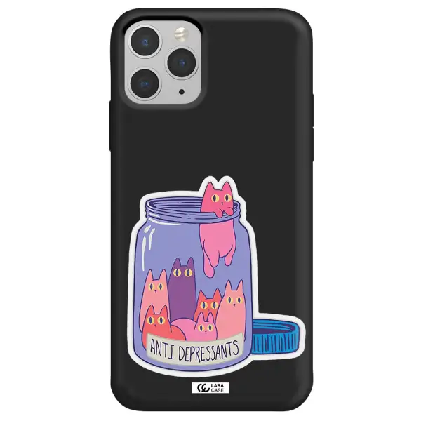 Anti Depressants Cats Apple iPhone 11 pro max Silicone black Case