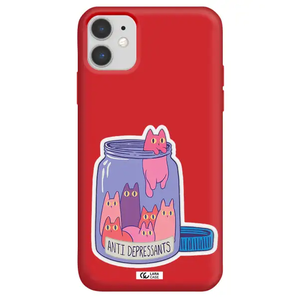 Anti Depressants Cats Apple iPhone 11 Silicone Imperial Red Case