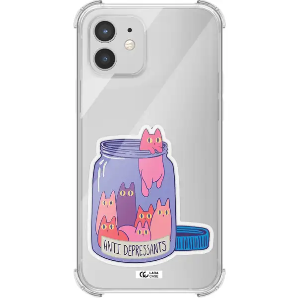 Anti Depressants Cats Apple iPhone 12 mini Clear PC Case