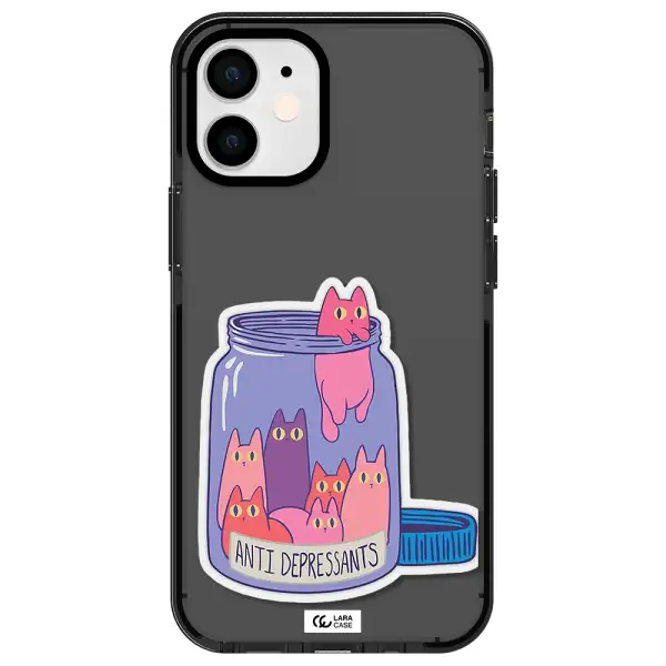 Anti Depressants Cats Apple iPhone 12 mini impact Smoke Black Case