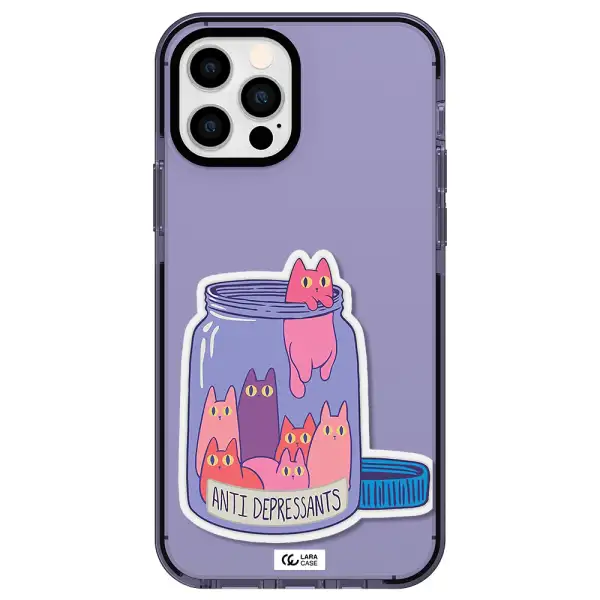 Anti Depressants Cats Apple iPhone 12 pro impact Lilac Case