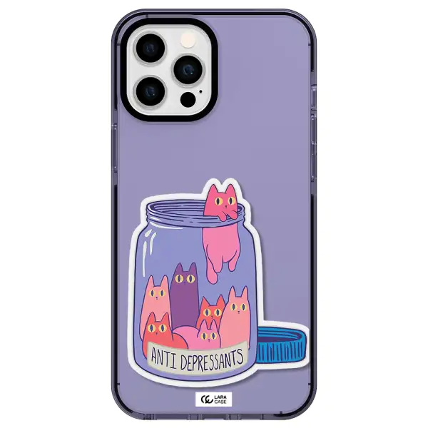 Anti Depressants Cats Apple iPhone 12 pro max impact Lilac Case