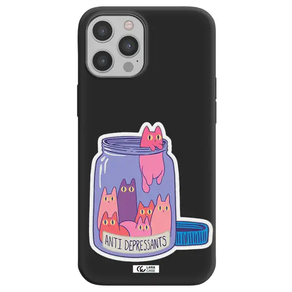 Anti Depressants Cats Apple iPhone 12 pro Silicone black Case