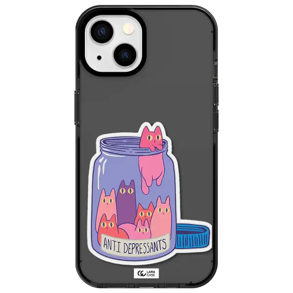 Anti Depressants Cats Apple iPhone 13 impact Smoke Black Case