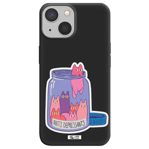 Anti Depressants Cats Apple iPhone 13 mini Silicone black Case