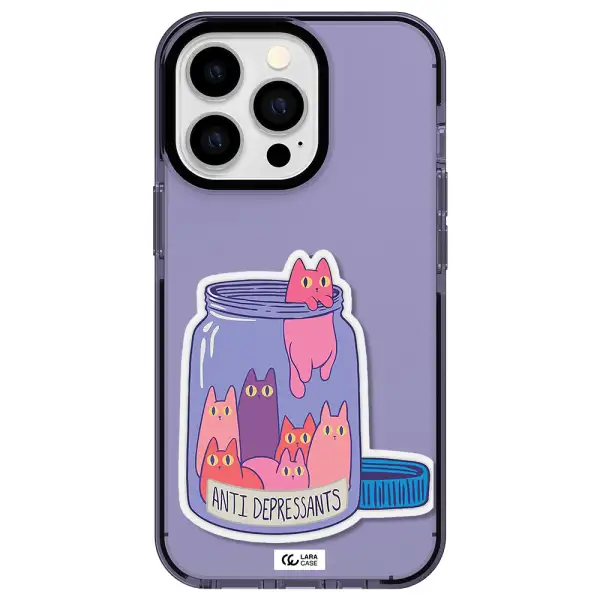 Anti Depressants Cats Apple iPhone 13 Pro impact Lilac Case