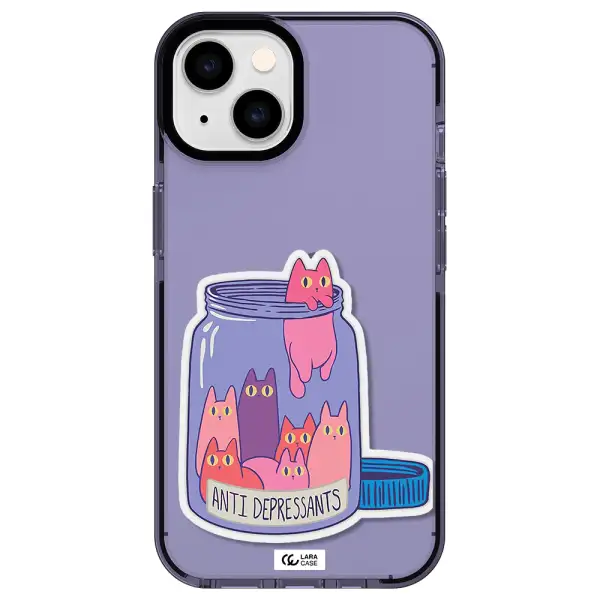 Anti Depressants Cats Apple iPhone 14 impact Lilac Case