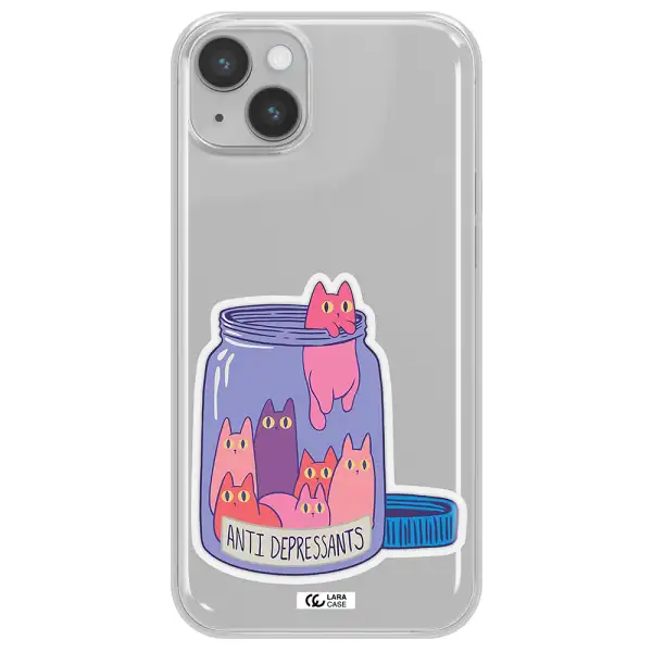 Anti Depressants Cats Apple iPhone 14 plus Clear TPU Case