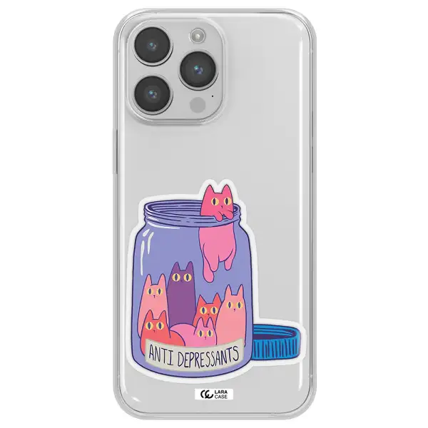 Anti Depressants Cats Apple iPhone 14 pro Clear TPU Case