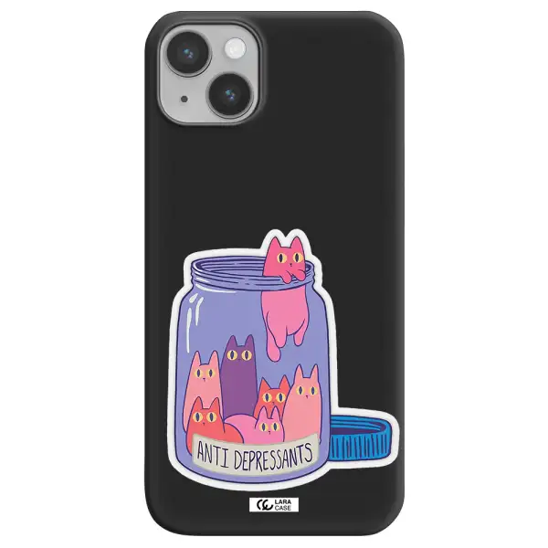 Anti Depressants Cats Apple iPhone 14 Silicone black Case