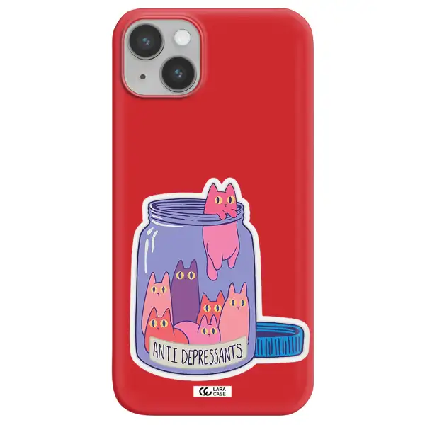 Anti Depressants Cats Apple iPhone 14 Silicone Imperial Red Case