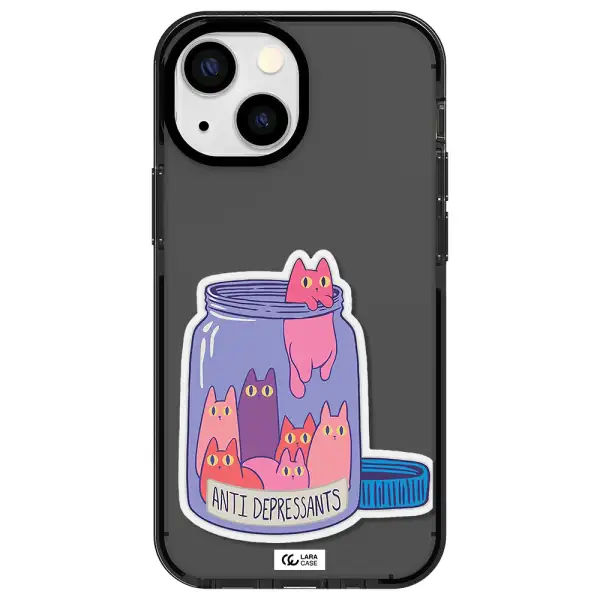 Anti Depressants Cats Apple iPhone 15 impact Smoke Black Case