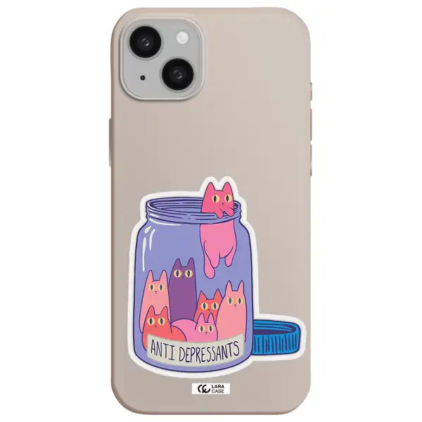 Anti Depressants Cats Apple iphone 15 plus Silicone Stone Case