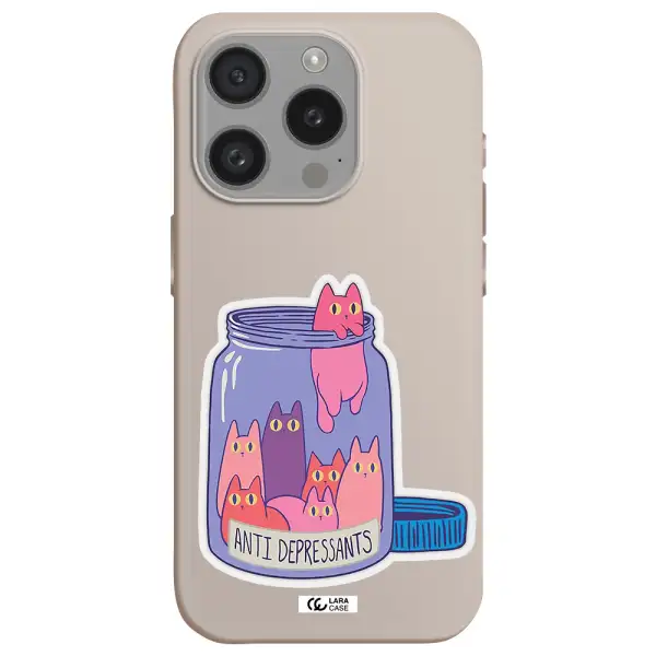 Anti Depressants Cats Apple Iphone 15 Pro Silicone Stone Case