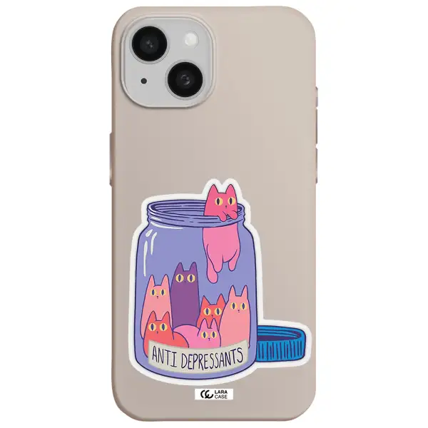 Anti Depressants Cats Apple iPhone 15 Silicone Stone Case