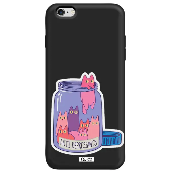 Anti Depressants Cats Apple iPhone 6 plus Silicone black Case