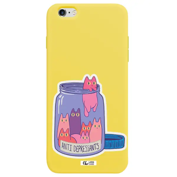 Anti Depressants Cats Apple iPhone 6 plus Silicone canary yellow Case