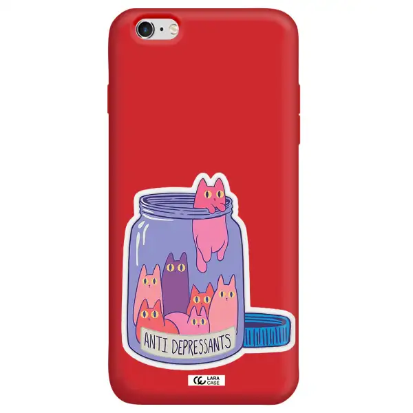 Anti Depressants Cats Apple iPhone 6 plus Silicone Imperial Red Case