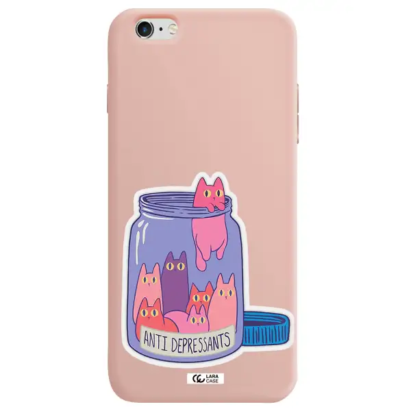 Anti Depressants Cats Apple iPhone 6 s plus Silicone pastel pink Case