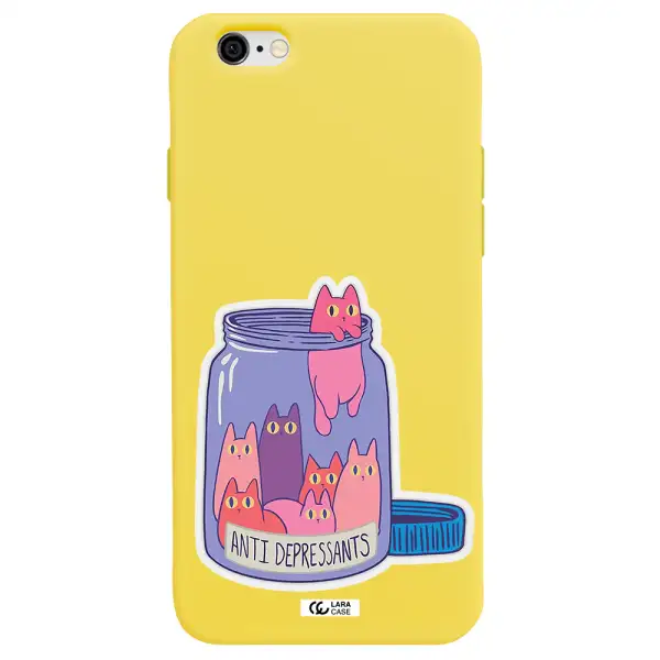 Anti Depressants Cats Apple iPhone 6 Silicone canary yellow Case