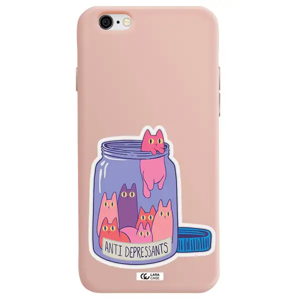 Anti Depressants Cats Apple iPhone 6 Silicone pastel pink Case