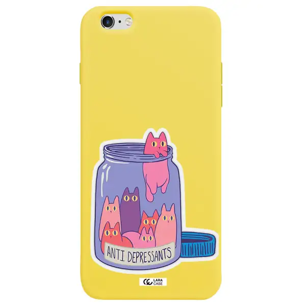 Anti Depressants Cats Apple iPhone 6S Silicone canary yellow Case