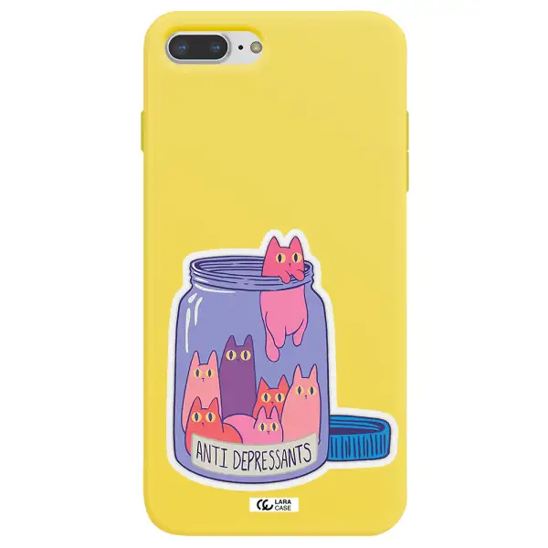 Anti Depressants Cats Apple iPhone 7 plus Silicone canary yellow Case