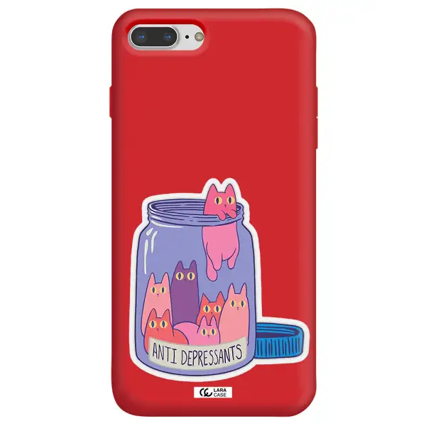 Anti Depressants Cats Apple iPhone 7 plus Silicone Imperial Red Case