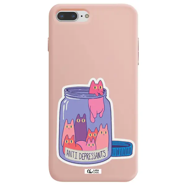 Anti Depressants Cats Apple iPhone 7 plus Silicone pastel pink Case