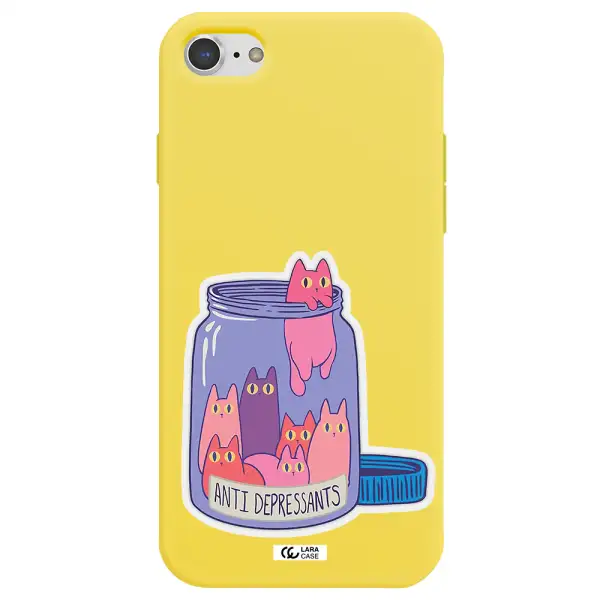 Anti Depressants Cats Apple iPhone 7 Silicone canary yellow Case