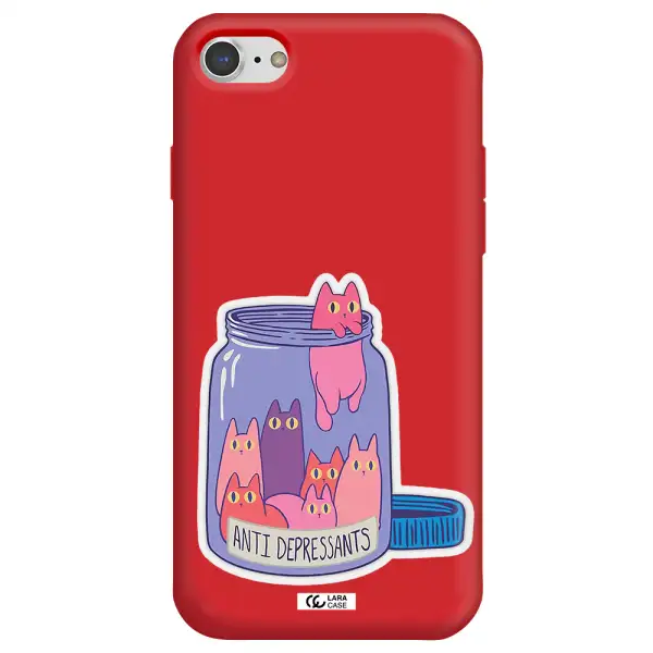 Anti Depressants Cats Apple iPhone 7 Silicone Imperial Red Case