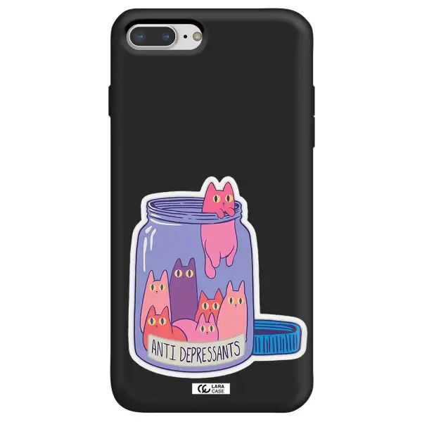 Anti Depressants Cats Apple iPhone 8 plus Silicone black Case