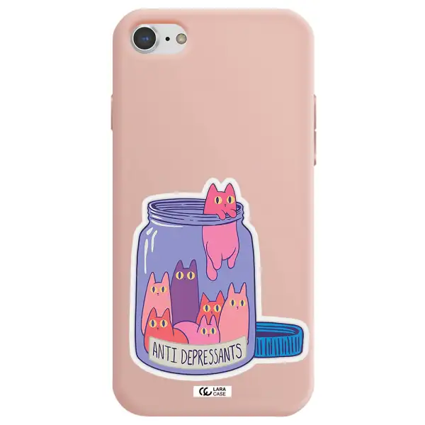 Anti Depressants Cats Apple iPhone 8 Silicone pastel pink Case