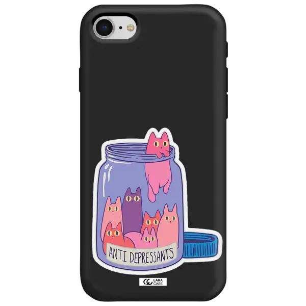Anti Depressants Cats Apple iPhone se 2020 Silicone black Case